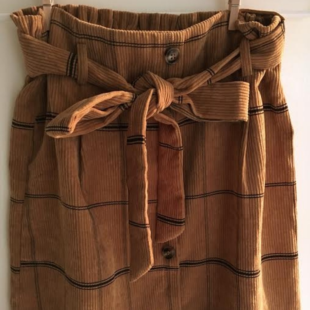 Paper Bag Waist Plaid Skirt